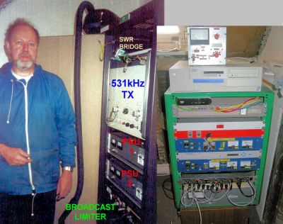 Susy Radio 531kHz transmitter and PIE racks